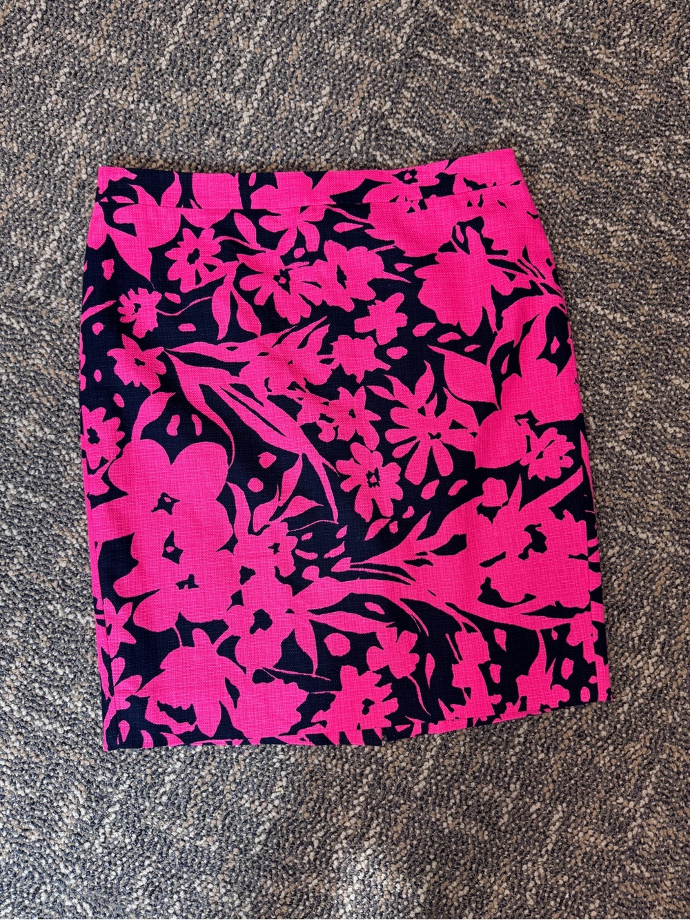J. Crew Pink & Navy Floral Textured Skirt Size 10